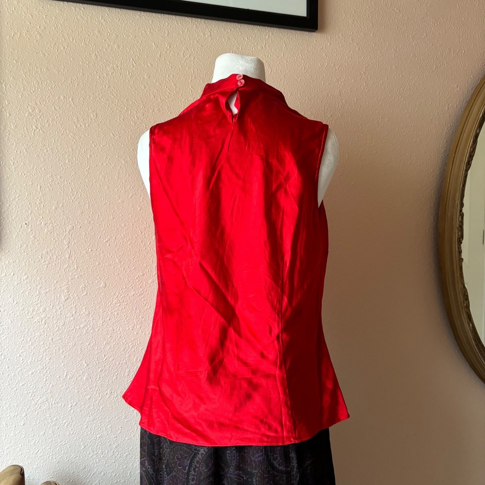 Vintage 80s / 90s Cherry Red Silk Blouse - Picture 3 of 6